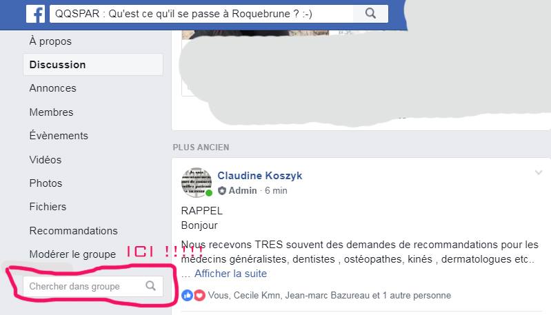 chercher dans le groupe